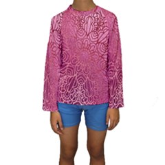 Pink Mandala Glitter Bohemian Girly Glitter Kids  Long Sleeve Swimwear by uniart180623