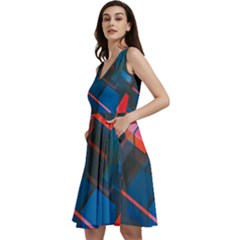 Minimalist Abstract Shaping Abstract Digital Art Sleeveless V-neck Skater Dress With Pockets by uniart180623