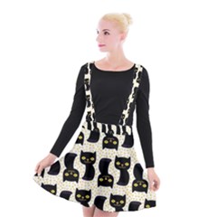 Black Cats And Dots Koteto Cat Pattern Kitty Suspender Skater Skirt by uniart180623