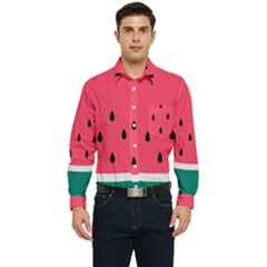 Watermelon Fruit Pattern Men s Long Sleeve Pocket Shirt  by uniart180623