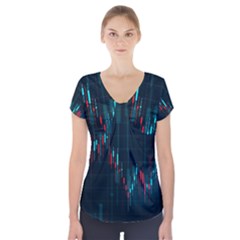 Flag Patterns On Forex Charts Short Sleeve Front Detail Top by uniart180623