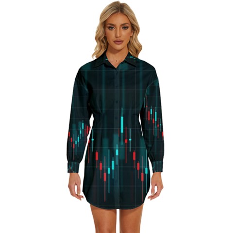 Flag Patterns On Forex Charts Womens Long Sleeve Shirt Dress by uniart180623