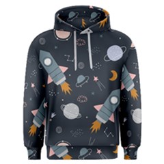Space Background Illustration With Stars And Rocket Seamless Vector Pattern Men s Overhead Hoodie by uniart180623
