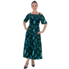 Pattern Plant Abstract Shoulder Straps Boho Maxi Dress 
