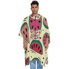 Watermelon Pattern Slices Fruit Men s Hooded Rain Ponchos by uniart180623