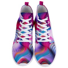 Colorful 3d Waves Creative Wave Waves Wavy Background Texture Men s Lightweight High Top Sneakers by uniart180623