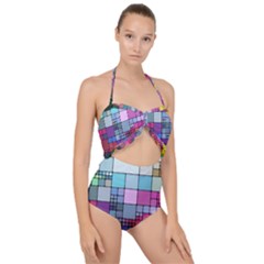 To Dye Abstract Visualization Scallop Top Cut Out Swimsuit by uniart180623