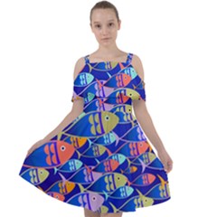 Sea Fish Illustrations Cut Out Shoulders Chiffon Dress by Mariart