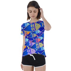 Sea Fish Illustrations Short Sleeve Open Back Tee by Mariart