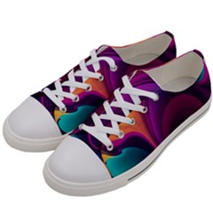 Abstract Colorful Waves Painting Women s Low Top Canvas Sneakers by Simbadda