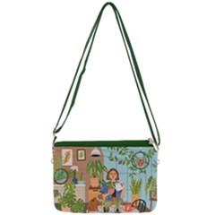 Crazy Plant Lady At Greenhouse  Double Gusset Crossbody Bag by flowerland