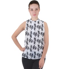 Alien Creatures Dance Pattern Mock Neck Chiffon Sleeveless Top by dflcprintsclothing