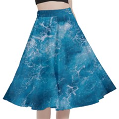 Blue Water Speech Therapy A-line Full Circle Midi Skirt With Pocket