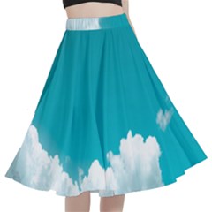 Clouds Hd Wallpaper A-line Full Circle Midi Skirt With Pocket