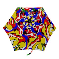 Red, Yellow, Black, Blue And Green Swirls Mini Folding Umbrella by Khoncepts