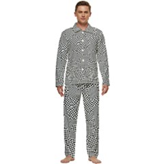 Geometric Noir Pattern Men s Long Sleeve Velvet Pocket Pajamas Set by dflcprintsclothing