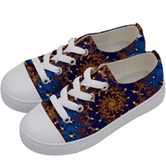 Fractal Spiral Art Pattern Blue Design Kids  Low Top Canvas Sneakers by Simbadda