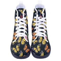 Flowers Butterfly Blooms Flowering Spring Men s High-top Canvas Sneakers by Simbadda