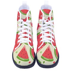 Cute Watermelon Seamless Pattern Men s High-top Canvas Sneakers by Simbadda