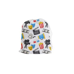 Cinema Icons Pattern Seamless Signs Symbols Collection Icon Drawstring Pouch (small) by Simbadda