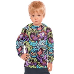 Zombie Heads Pattern Kids  Hooded Pullover by Simbadda