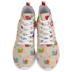 Seamless Pattern Cute Snail With Flower Leaf Men s Lightweight High Top Sneakers by Simbadda