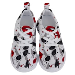 Red Lips Black Heels Pattern Running Shoes by Simbadda