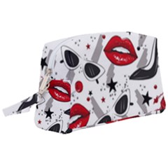 Red Lips Black Heels Pattern Wristlet Pouch Bag (large) by Simbadda