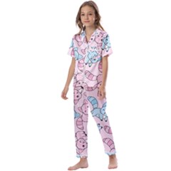Children Pattern Design Kids  Satin Short Sleeve Pajamas Set by Simbadda