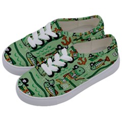 Seamless Pattern Fishes Pirates Cartoon Kids  Classic Low Top Sneakers by Simbadda