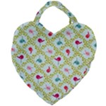 Birds Pattern Background Giant Heart Shaped Tote