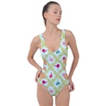 Birds Pattern Background Side Cut Out Swimsuit