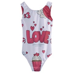 Hand Drawn Valentines Day Element Collection Kids  Cut-out Back One Piece Swimsuit by Simbadda