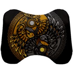 Yin-yang-owl-doodle-ornament-illustration Head Support Cushion by Simbadda