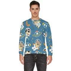 Seamless-pattern-funny-astronaut-outer-space-transportation Men s Fleece Sweatshirt by Simbadda