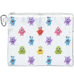 Seamless-pattern-cute-funny-monster-cartoon-isolated-white-background Canvas Cosmetic Bag (xxxl) by Simbadda