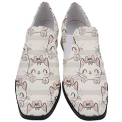 Cat-with-bow-pattern Women Slip On Heel Loafers