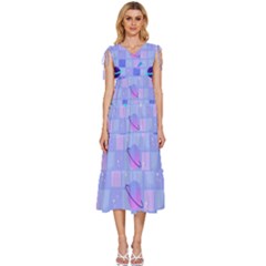 Seamless-pattern-pastel-galaxy-future V-neck Drawstring Shoulder Sleeveless Maxi Dress by Simbadda