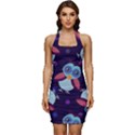 Owl-pattern-background Sleeveless Wide Square Neckline Ruched Bodycon Dress View1