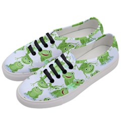 Cute-green-frogs-seamless-pattern Women s Classic Low Top Sneakers by Simbadda