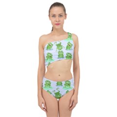 Cute-green-frogs-seamless-pattern Spliced Up Two Piece Swimsuit by Simbadda