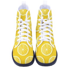 Lemon-fruits-slice-seamless-pattern Kid s High-top Canvas Sneakers by Simbadda