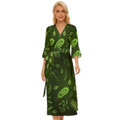 Bacteria-virus-seamless-pattern-inversion Midsummer Wrap Dress