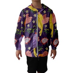 Exotic-seamless-pattern-with-parrots-fruits Kids  Hooded Windbreaker
