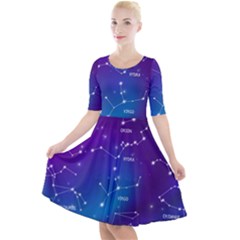 Realistic-night-sky-poster-with-constellations Quarter Sleeve A-line Dress by Simbadda