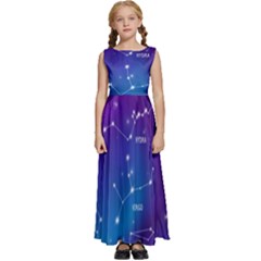 Realistic-night-sky-poster-with-constellations Kids  Satin Sleeveless Maxi Dress by Simbadda