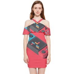 Gaming Console Video Shoulder Frill Bodycon Summer Dress by Grandong