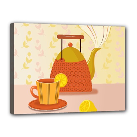 Tea Pot Cup Drawing Canvas 16  X 12  (stretched) by Grandong