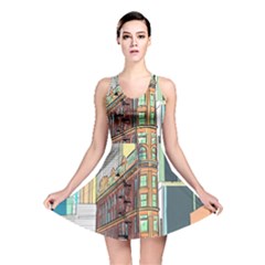 Building Urban Architecture Tower Reversible Skater Dress by Grandong