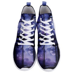 Moonlit A Forest At Night With A Full Moon Men s Lightweight High Top Sneakers by Proyonanggan